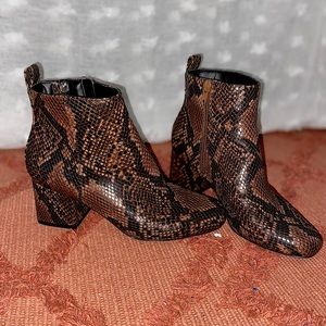 Snakeskin block heels